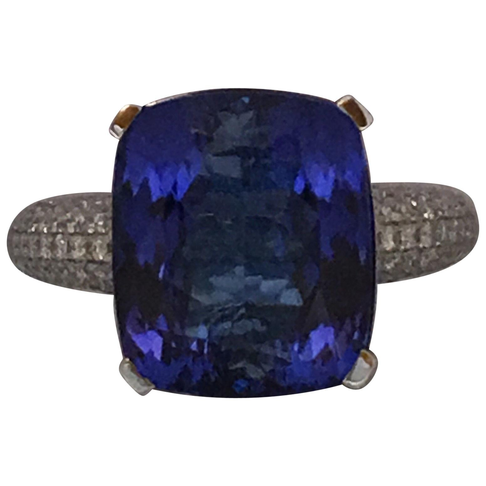 9.07 Carat Tanzanite and Diamond Ring