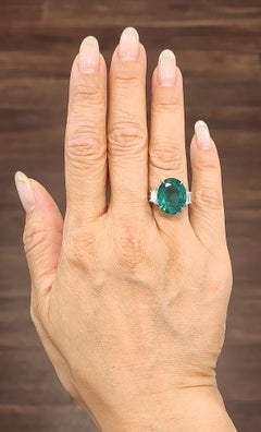 9.07 ct GIA Certified Natural Zambian Emerald & Diamond Ring