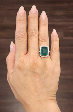 Anillo de Esmeralda Natural y Diamante de 9.07 ct