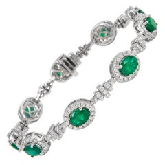 Bracciale con smeraldo e diamanti da 9,08 carati in oro bianco 18 carati