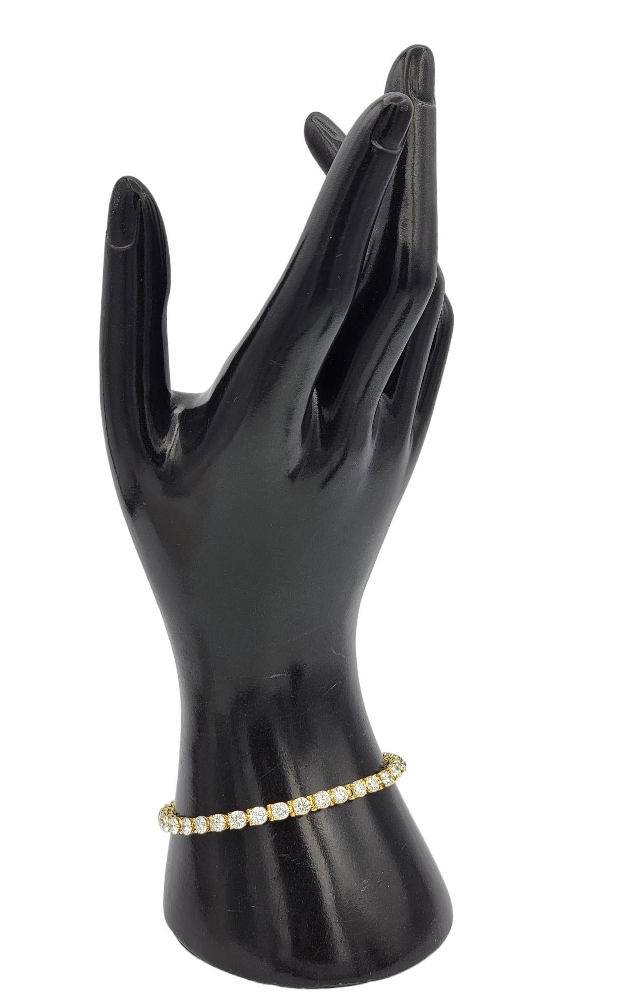 Bracciale da tennis con diamanti tondi e brillanti da 9,08 carati in oro giallo 14 carati in vendita 3