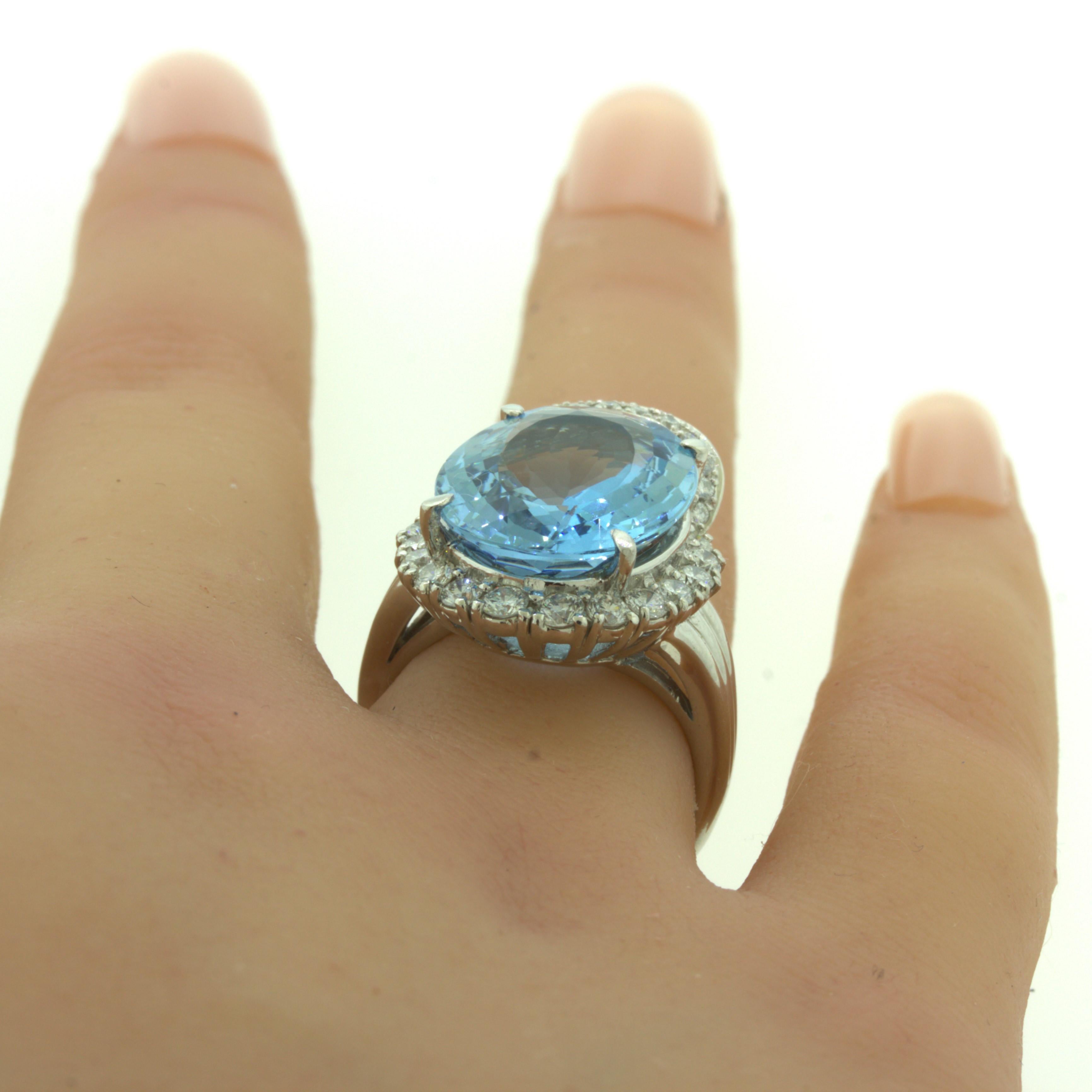 9.09 Karat Aquamarin-Diamant-Platinring im Angebot 5