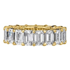 9.09ct Emerald Cut Diamond Eternity Band in 18k Yellow Gold