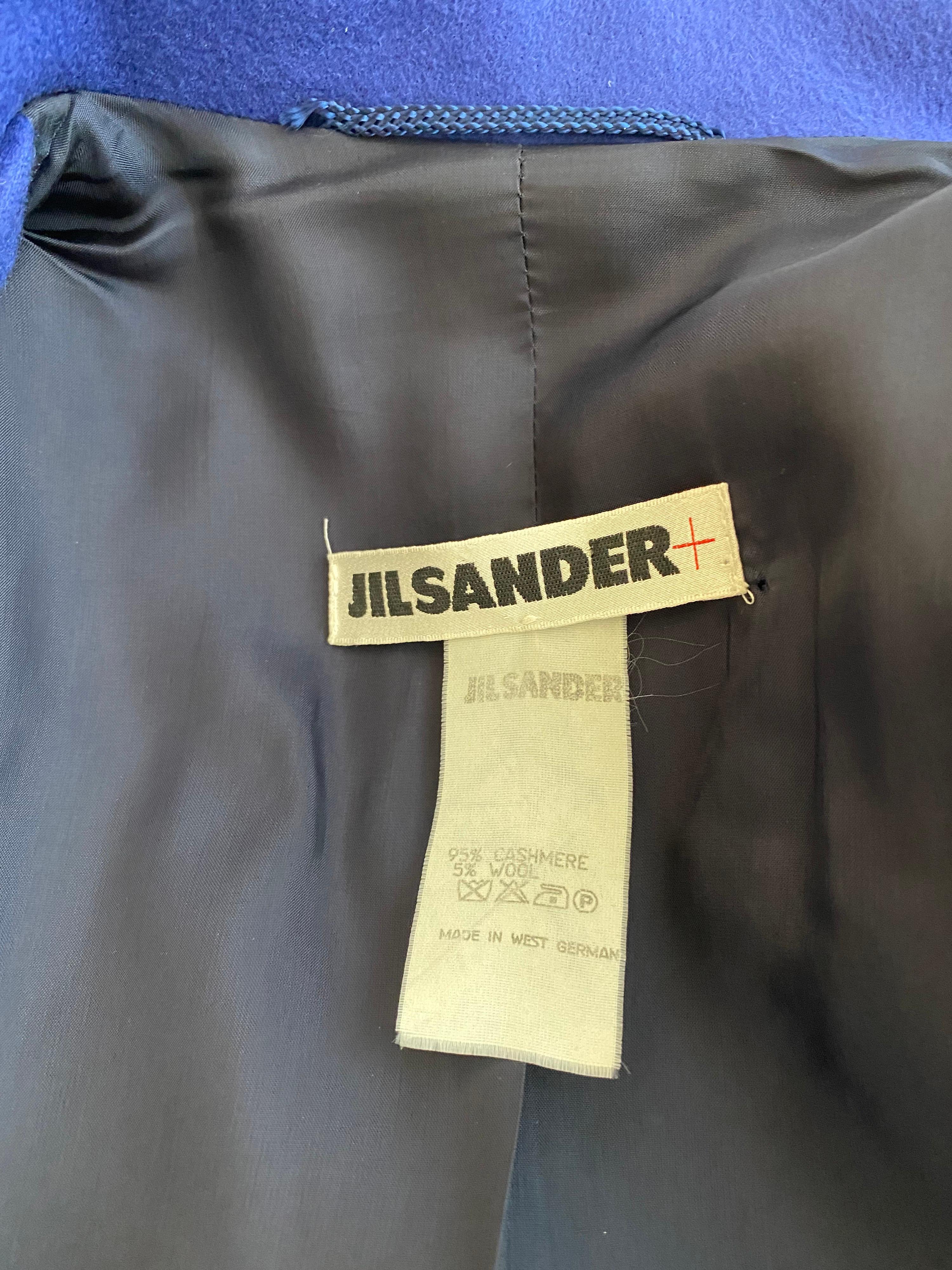 90a JIL SANDER Blue Cashmere Blazer  For Sale 3