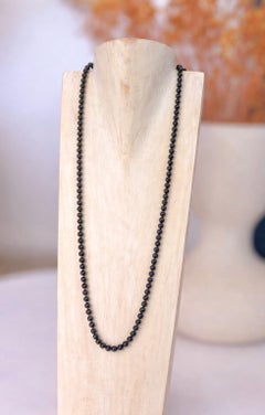 90cm Black Cultured Pearl Opera Length Necklace with 14ct Yellow Gold Clasp