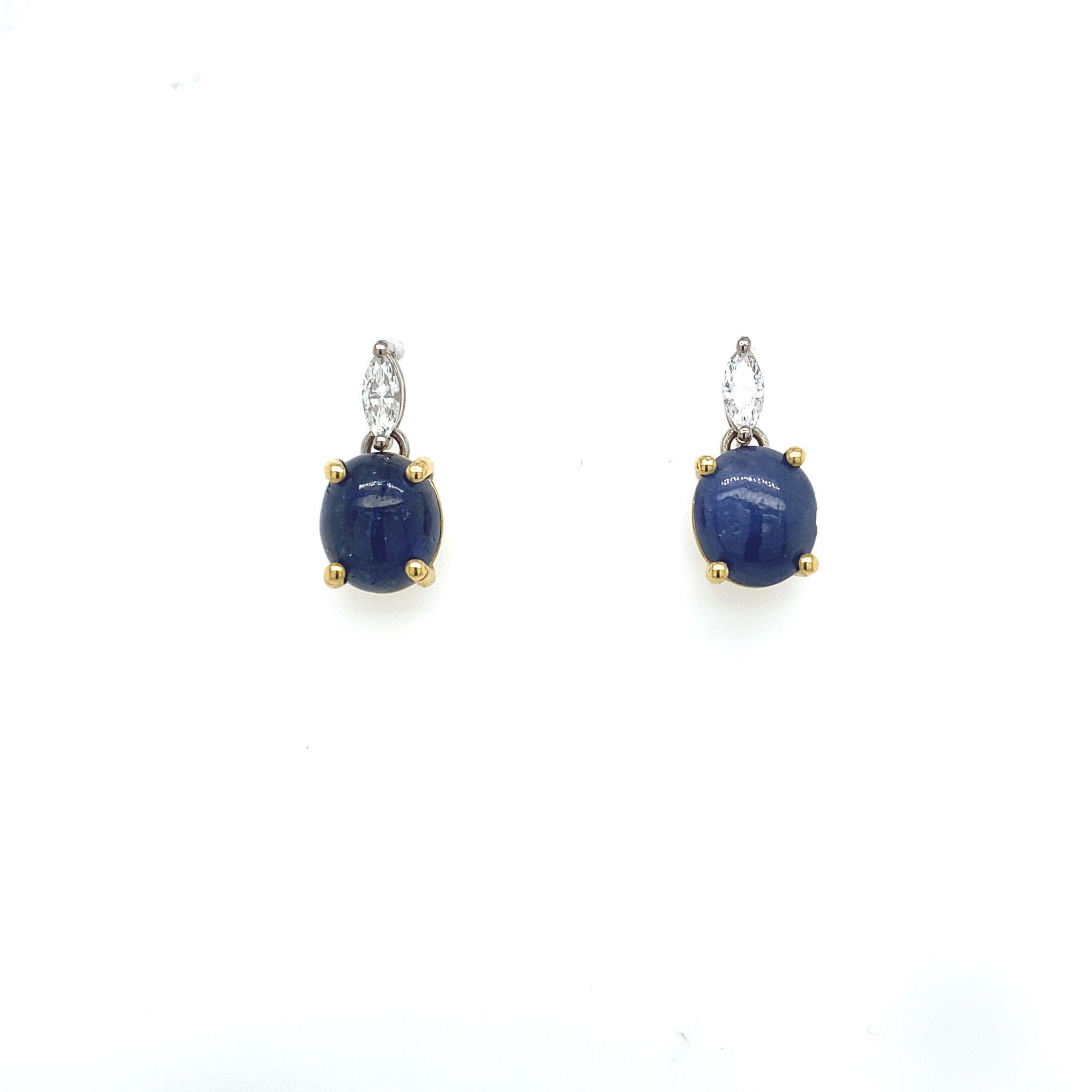 New 9.0ct Cabachon Sapphires with Matching 0.30ct Marquise Diamond Earrings

18ct Yellow Gold & Platinum Fine Quality Cabochon Sapphires with Matching Fine Quality Marquise Diamond Earrings 

Additional Information:
Total Diamond Weight: