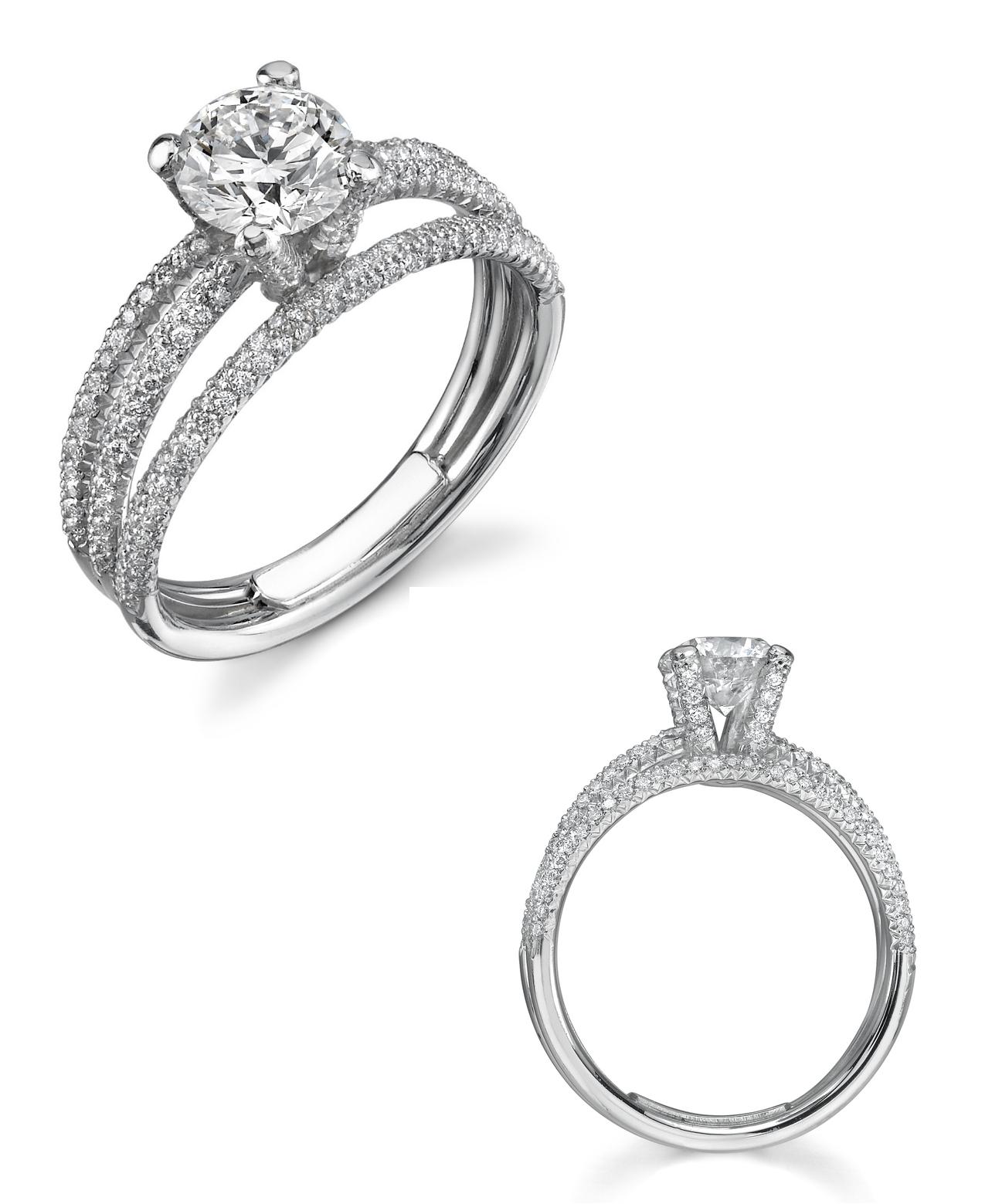 Modern .90ct GIA Certified Diamond Bridal Ring, Platinum For Sale