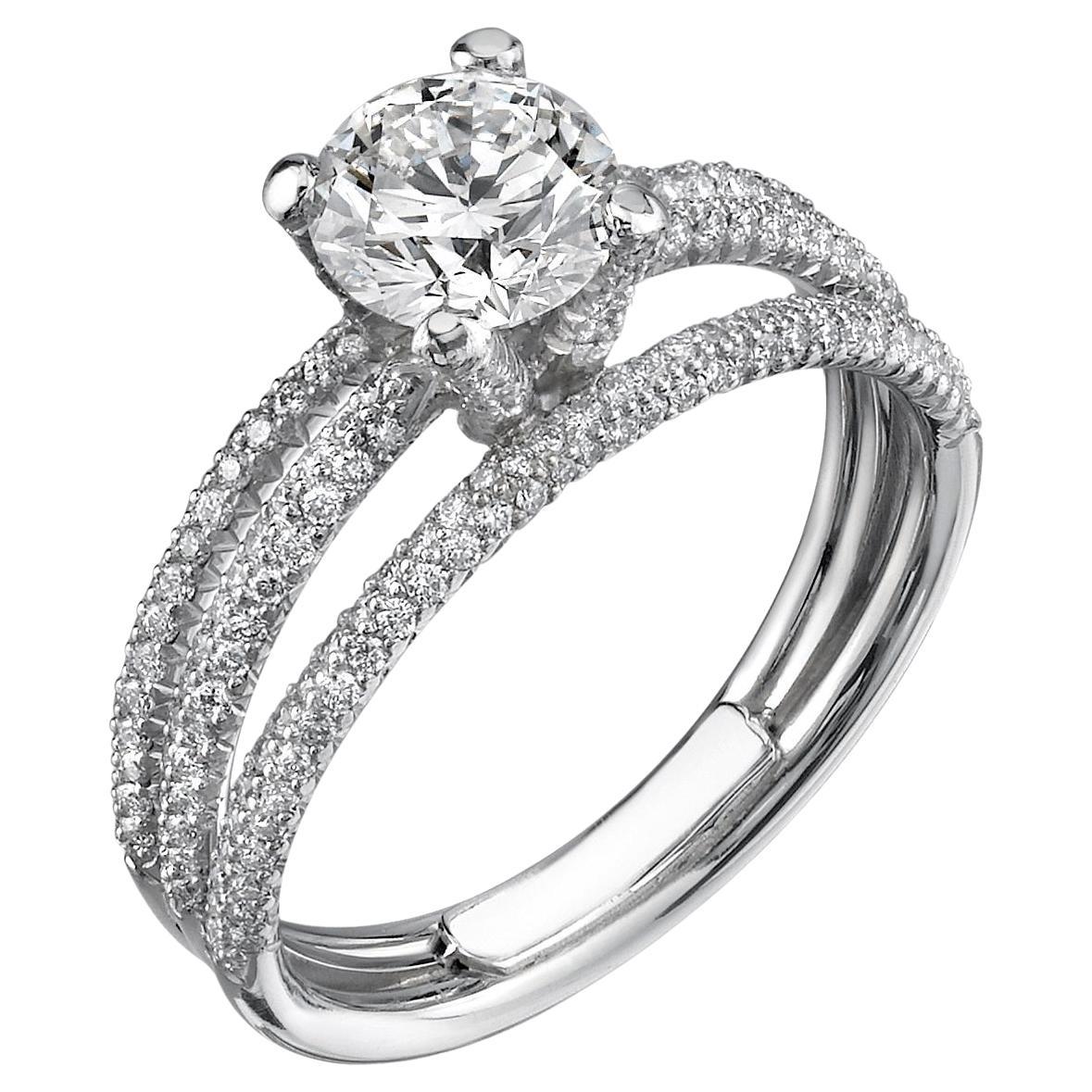 .90ct GIA Certified Diamond Bridal Ring, Platinum For Sale