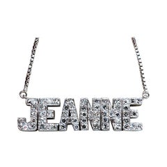 .90 Carat Natural Diamonds Jeanne Name Plate Necklace 14 Karat