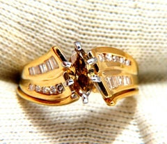 .90ct Natural Fancy Color Yellow Brown Diamond Ring 14kt*