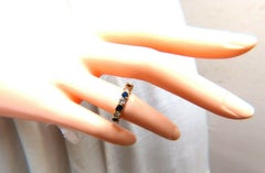 .90ct Natural Round Sapphires Diamonds Band 14 Karat*