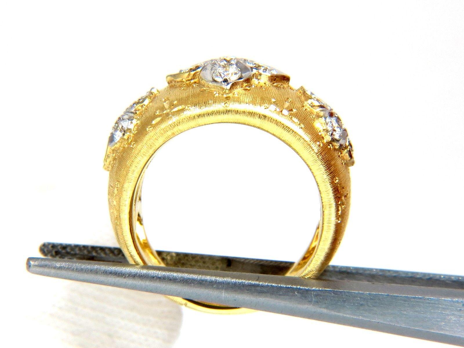 Women's or Men's .90CT Round Diamonds Ring French Patina Graver Sweep Etch Clover Stars 18K