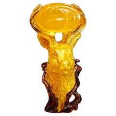 90ct. Yellow Lepidolite Gemstone Cocktail Ring 960 Silver & Hot Enamel