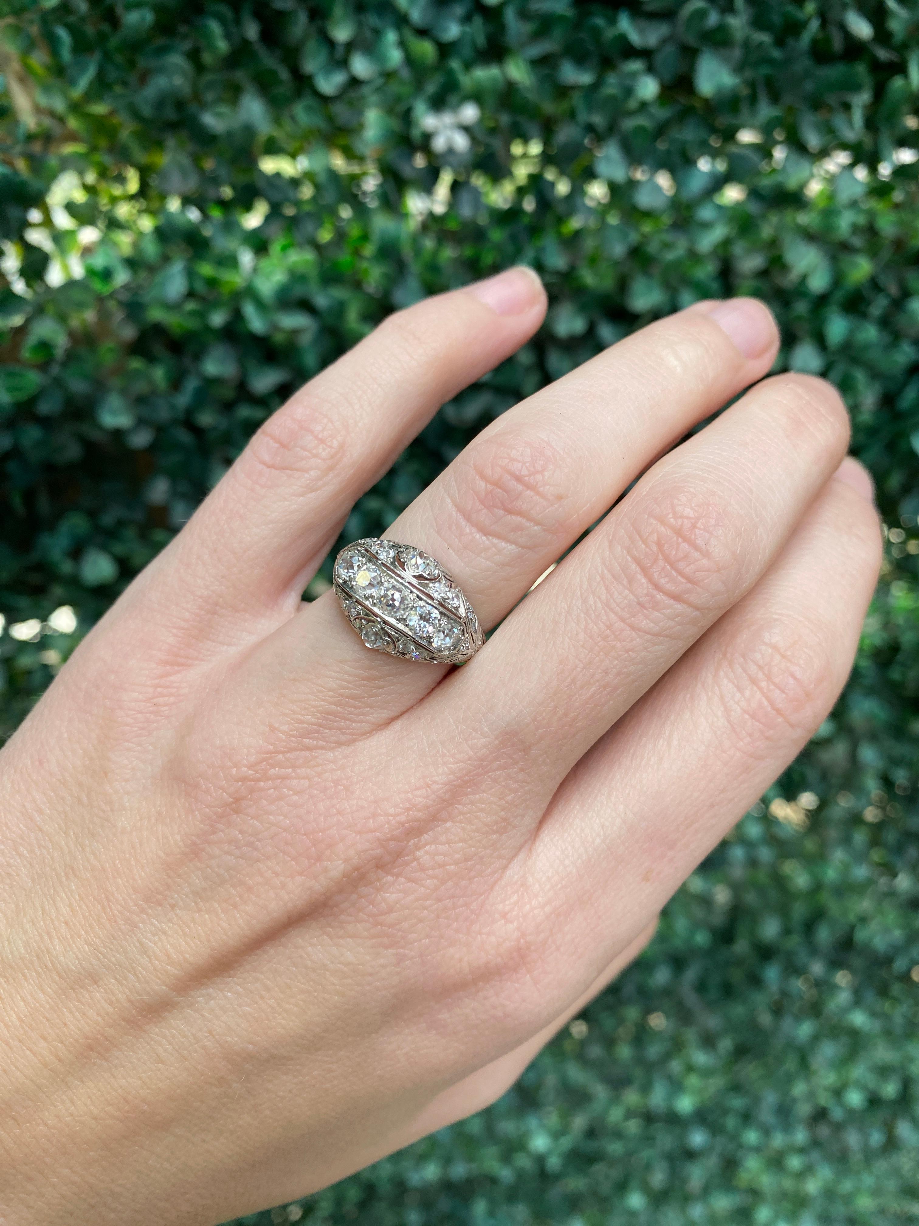 .90ctw Antique Platinum Euro Cut Diamond Ring, G-H VS1-VS2 For Sale 3