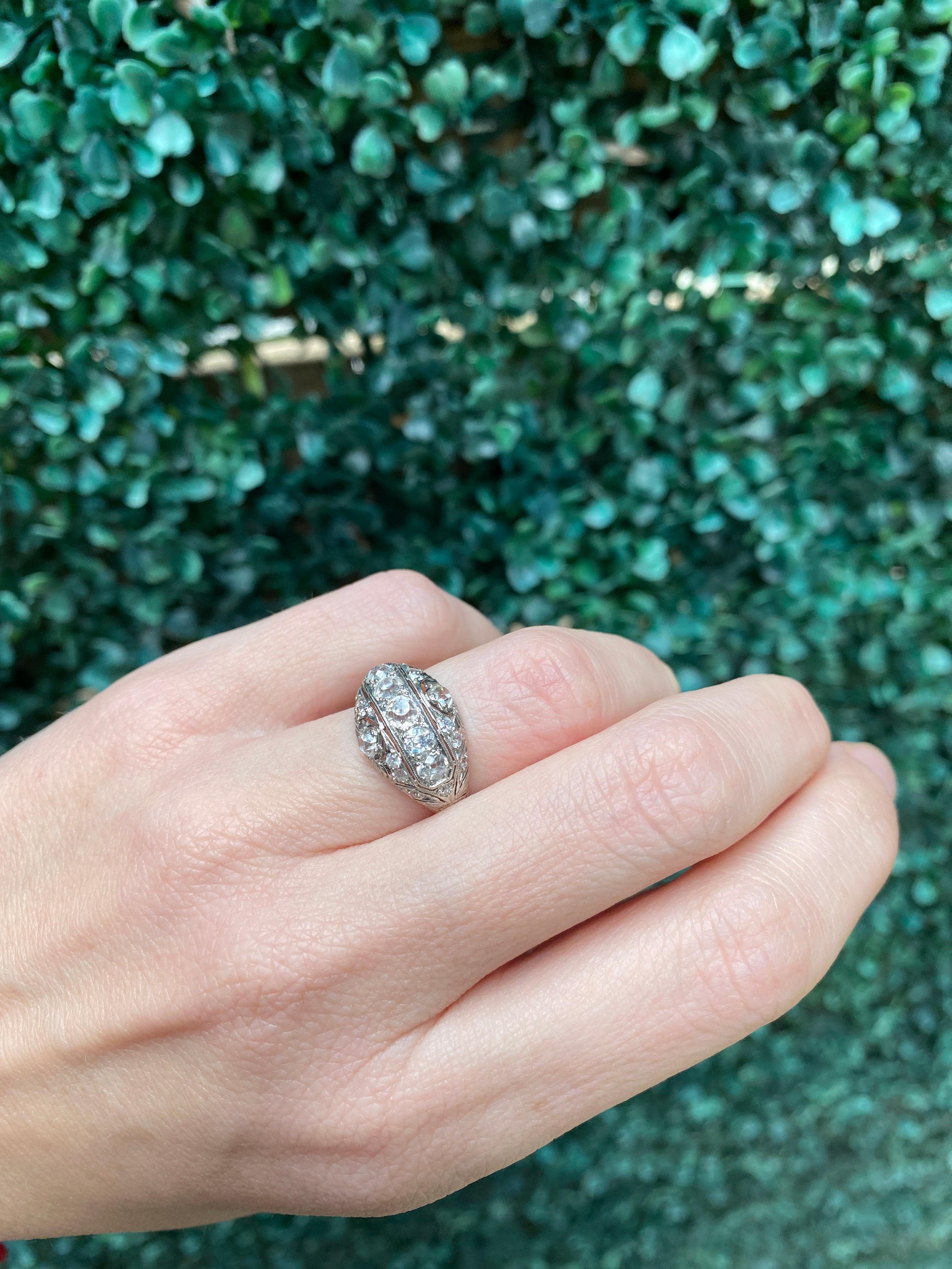 .90ctw Antique Platinum Euro Cut Diamond Ring, G-H VS1-VS2 For Sale 5