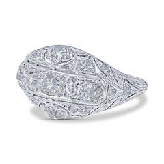 .90ctw Antiker Platin-Diamantring mit Euroschliff, G-H VS1-VS2