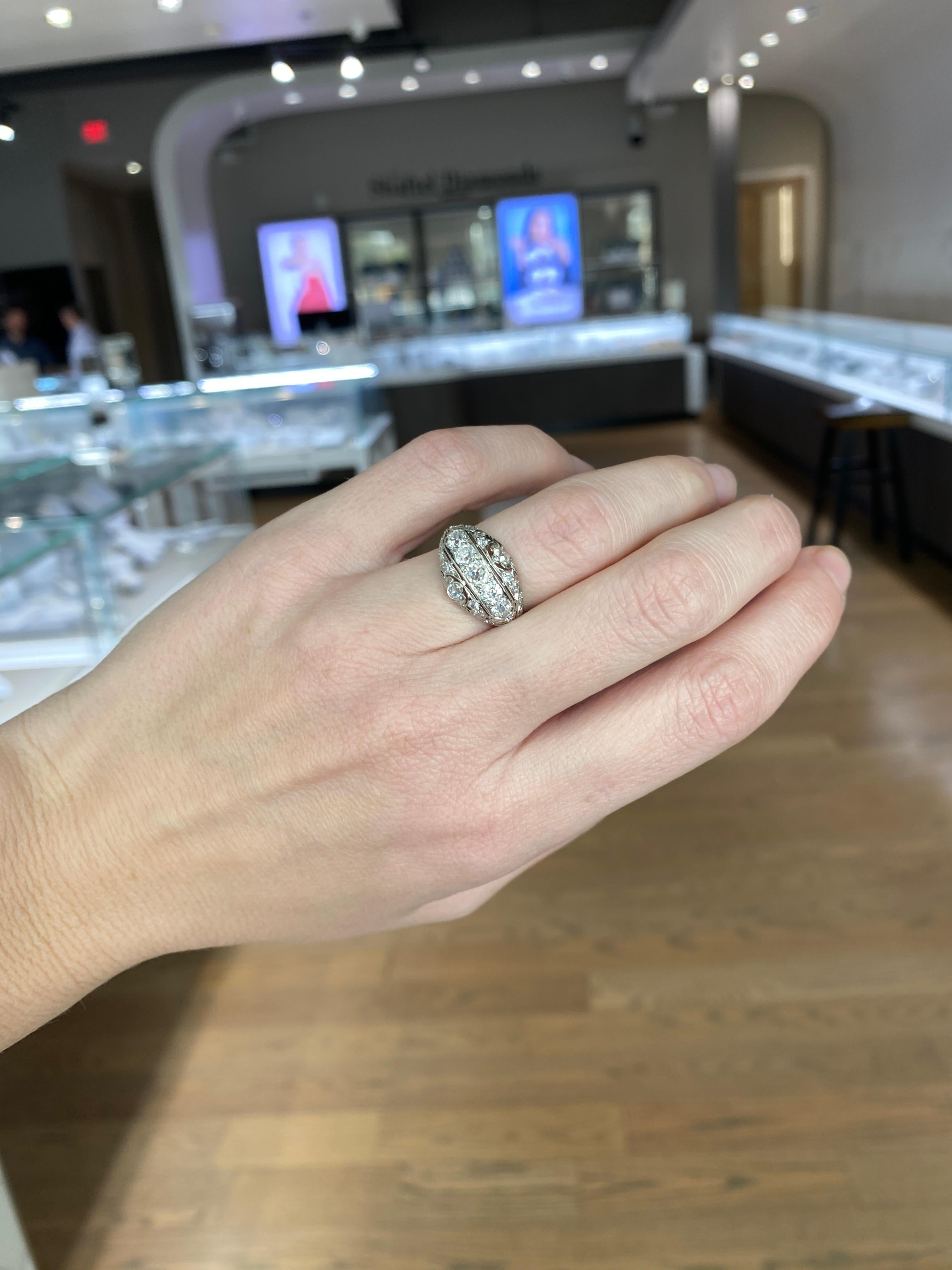 Old European Cut .90ctw Antique Platinum Euro Cut Diamond Ring, G-H VS1-VS2 For Sale