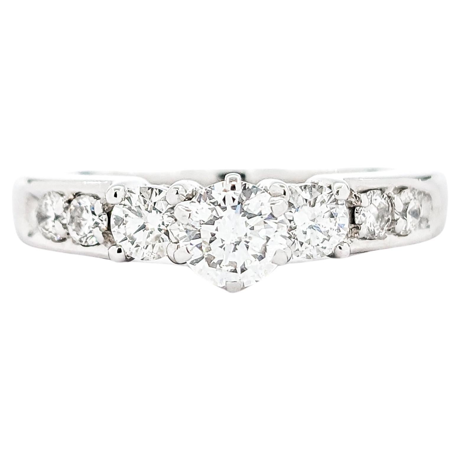 .90ctw Diamond & 14K White Gold Engagement Ring