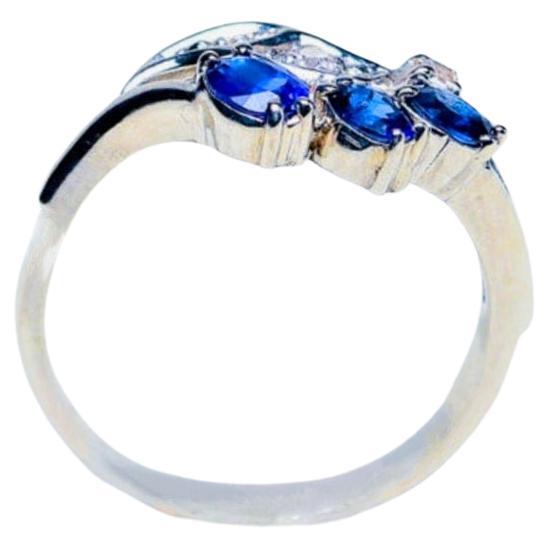 .90 Karat Ovalblauer Saphir Platin Silber Ring im Zustand „Neu“ im Angebot in Sheridan, WY