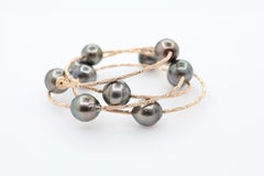 9.0mm+ South Sea Black Pearl Multi Wrap Bracelet in 18K Rose Gold Designer