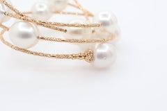 9.0mm+ South Sea White Pearl Multi Wrap Bracelet in 18K Rose Gold Designer