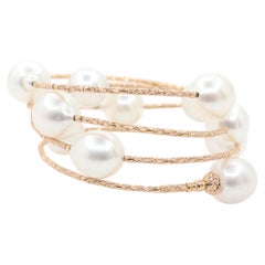 Bracciale a più giri con perle bianche dei Mari del Sud da 9,0 mm+ in oro rosa 18 carati, creazione di un designer