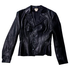 90s Alaia Bustier Corset Leather Jacket