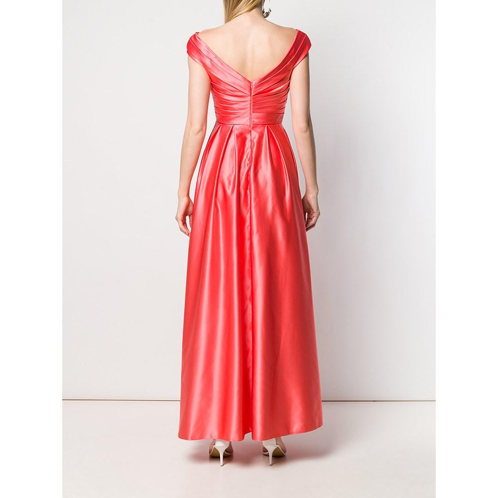 90s A.N.G.E.L.O. Vintage Cult red-orange satin long evening dress In Good Condition For Sale In Lugo (RA), IT