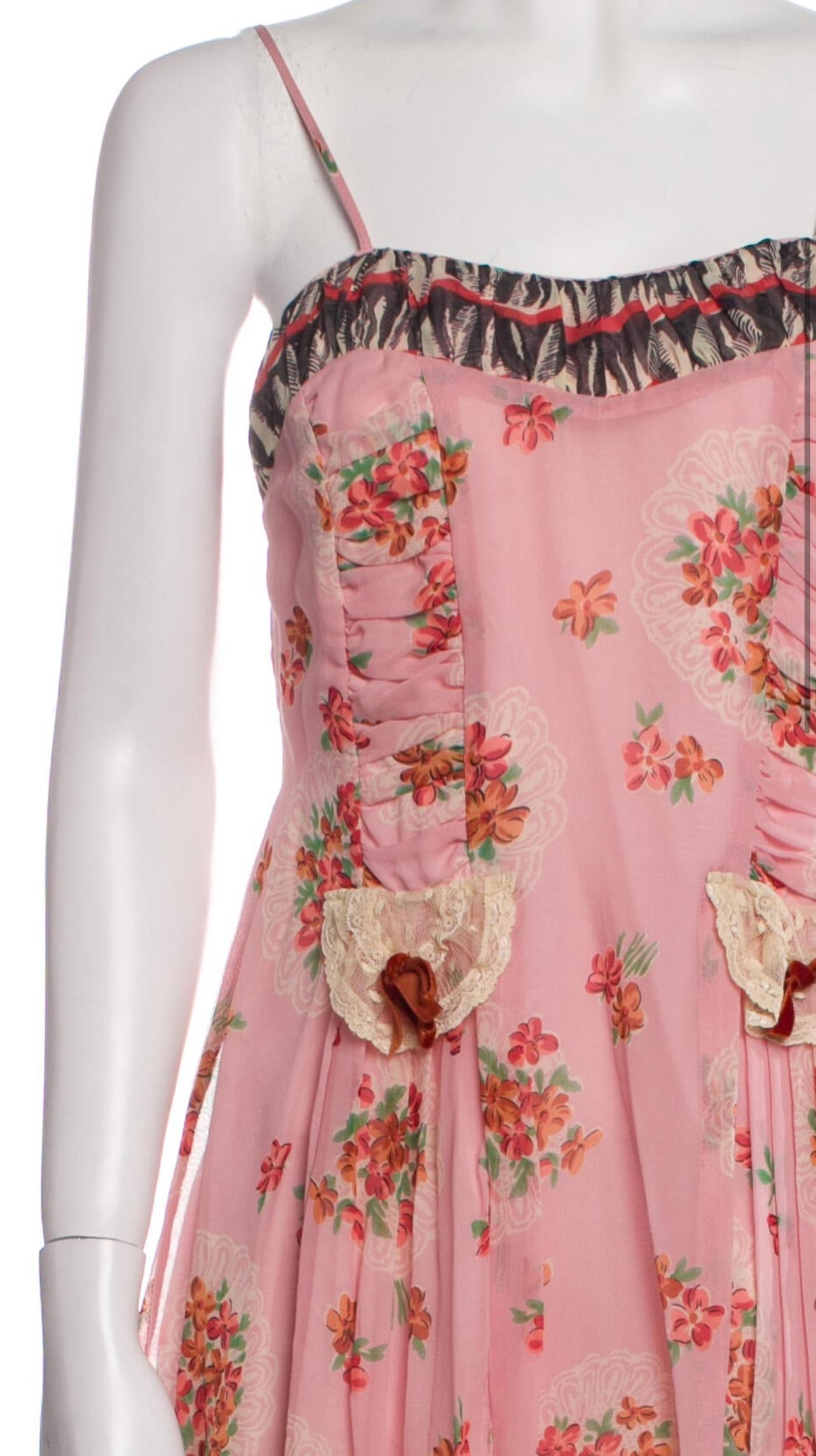 Women's 90s Anna Sui silk slip dress with floral print For Sale