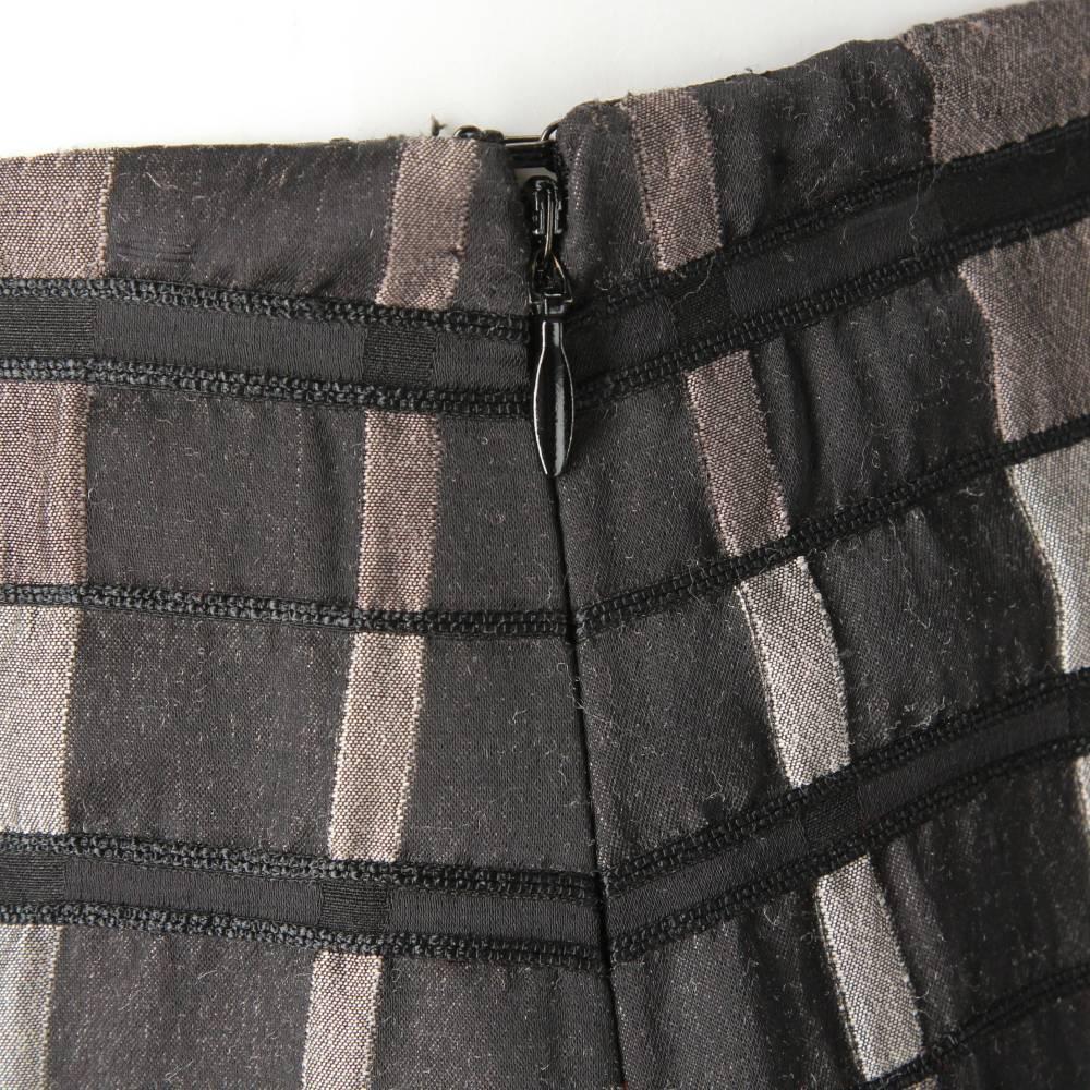 Black 90s Antonio Marras grey and black checked pattern wool blend pleated skirt