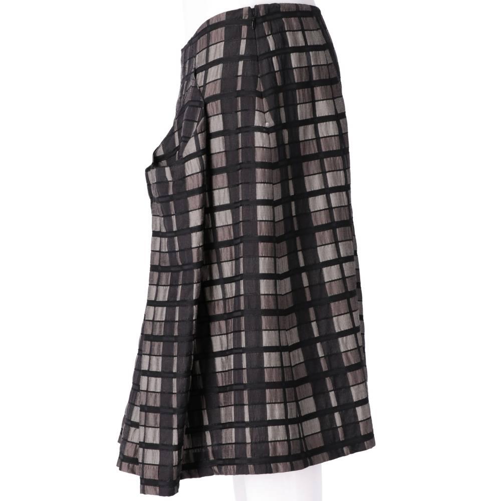 Women's 90s Antonio Marras grey and black checked pattern wool blend pleated skirt