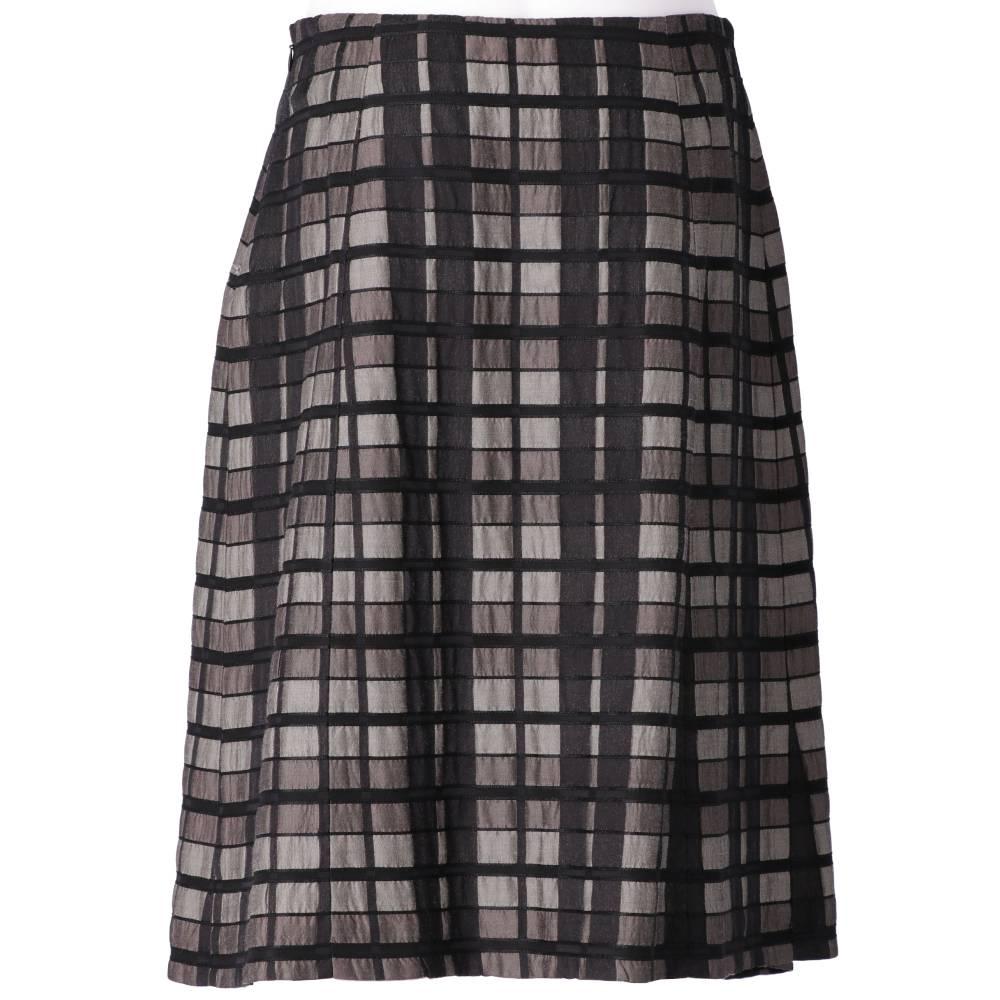 90s Antonio Marras grey and black checked pattern wool blend pleated skirt 1