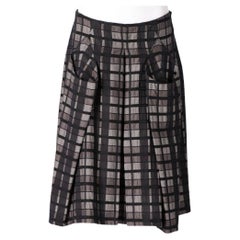 90s Antonio Marras grey and black checked pattern wool blend pleated skirt