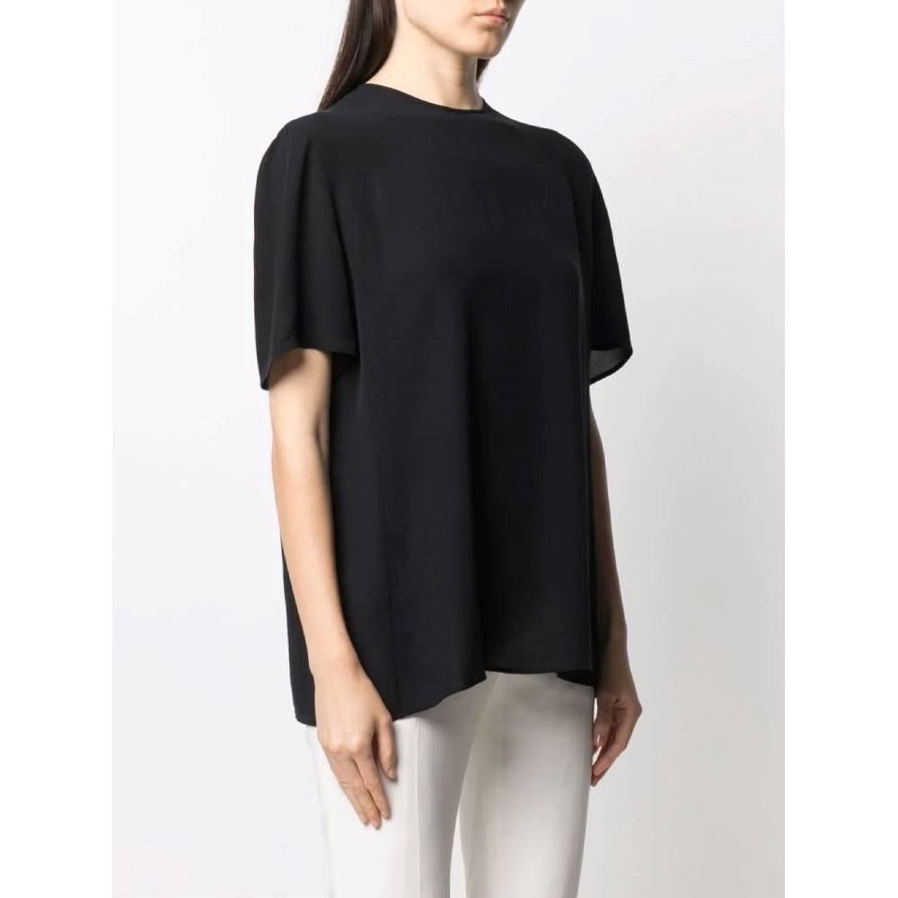 Black 90s Armani black silk semitransparent blouse