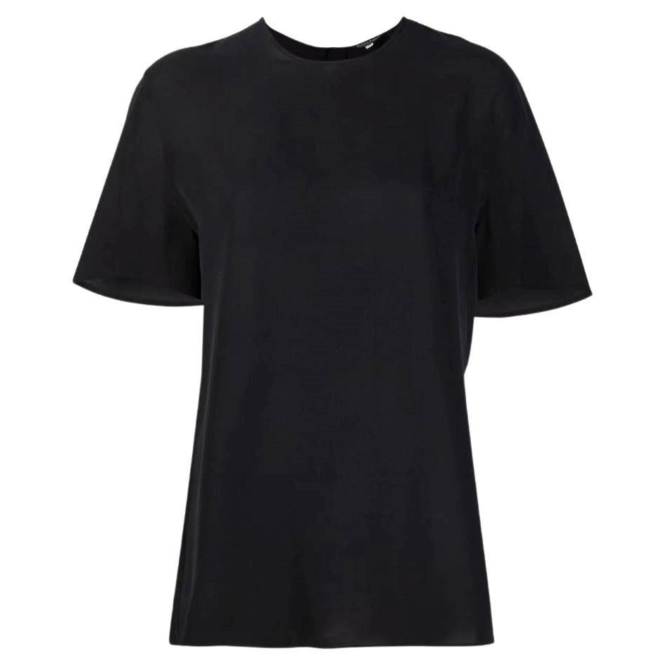 90s Armani black silk semitransparent blouse