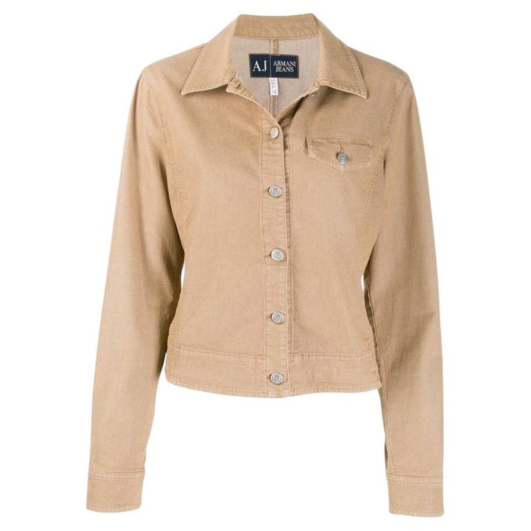 90s Armani Jeans beige denim cotton jacket For Sale at 1stDibs
