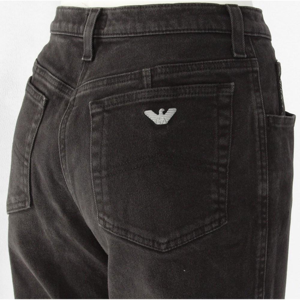 90s Armani Vintage black denim straight high-wasted jeans For Sale 1