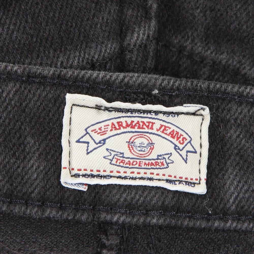 90s Armani Vintage black denim straight high-wasted jeans For Sale 2