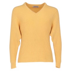 90s Ballantyne Vintage yellow cashmere V-neck jumper