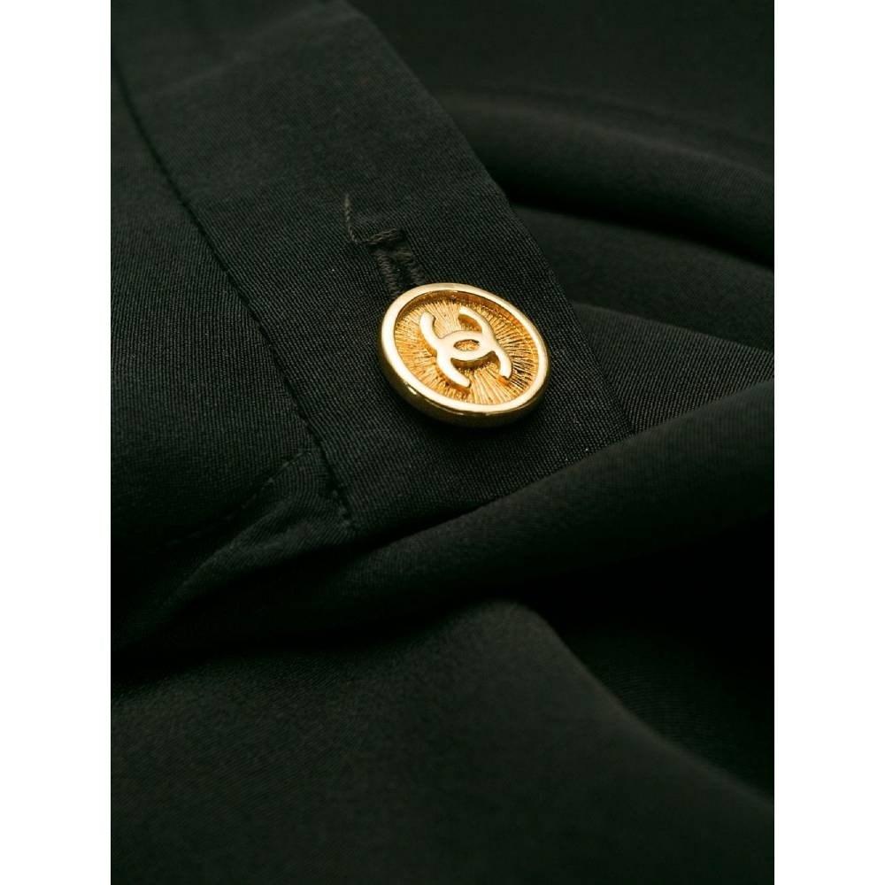 90s Black silk pleated Chanel Vintage skirt For Sale 1