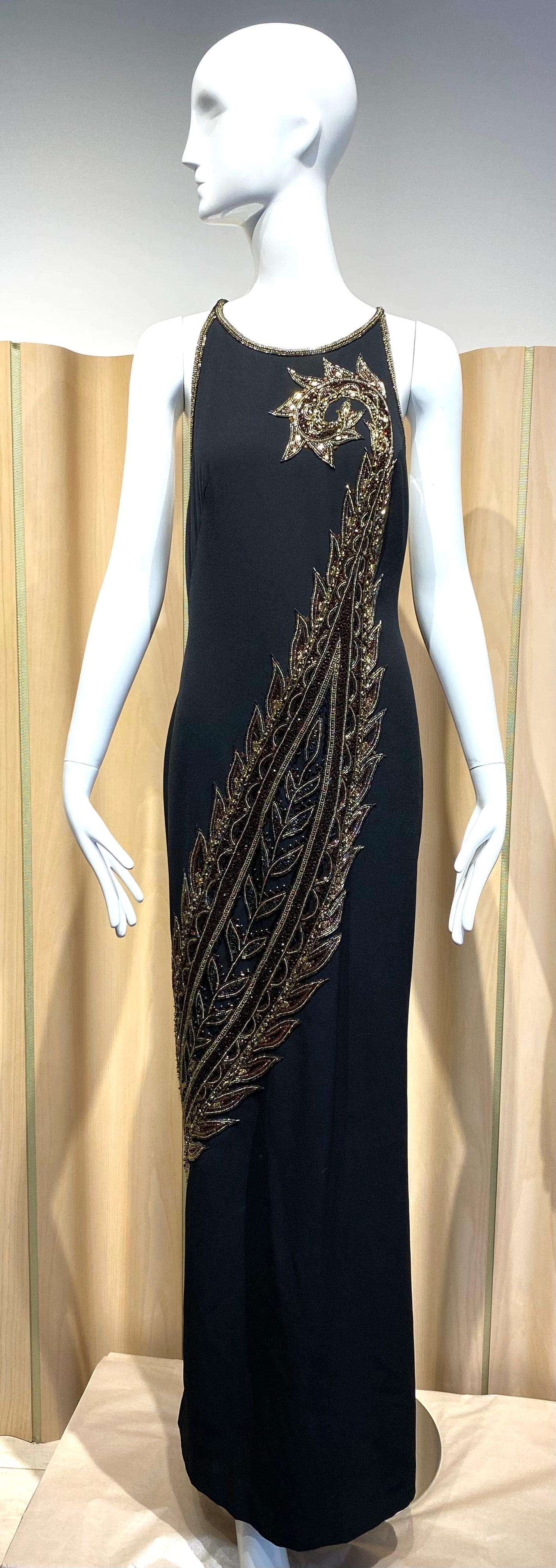 90s Bob Mackie Black crepe beaded racer back gown. Perfect for black tie or bridal.
Fit size 4-6
Measurement :
Bust: 34”/ Waist 32” / Hip 38.5/ 