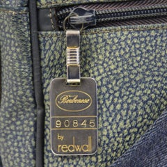 90s Borbonese by Redwall blue with beige spots printed leather shoulder bag
