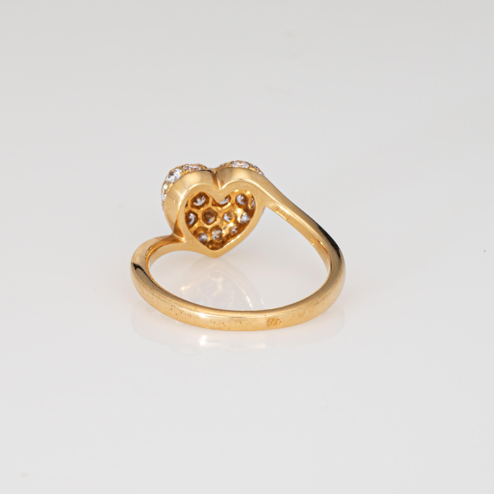 90er Cartier Pave Diamond Heart Ring Sz 5,25 18k Gelbgold signiert Schmuck im Zustand „Gut“ im Angebot in Torrance, CA