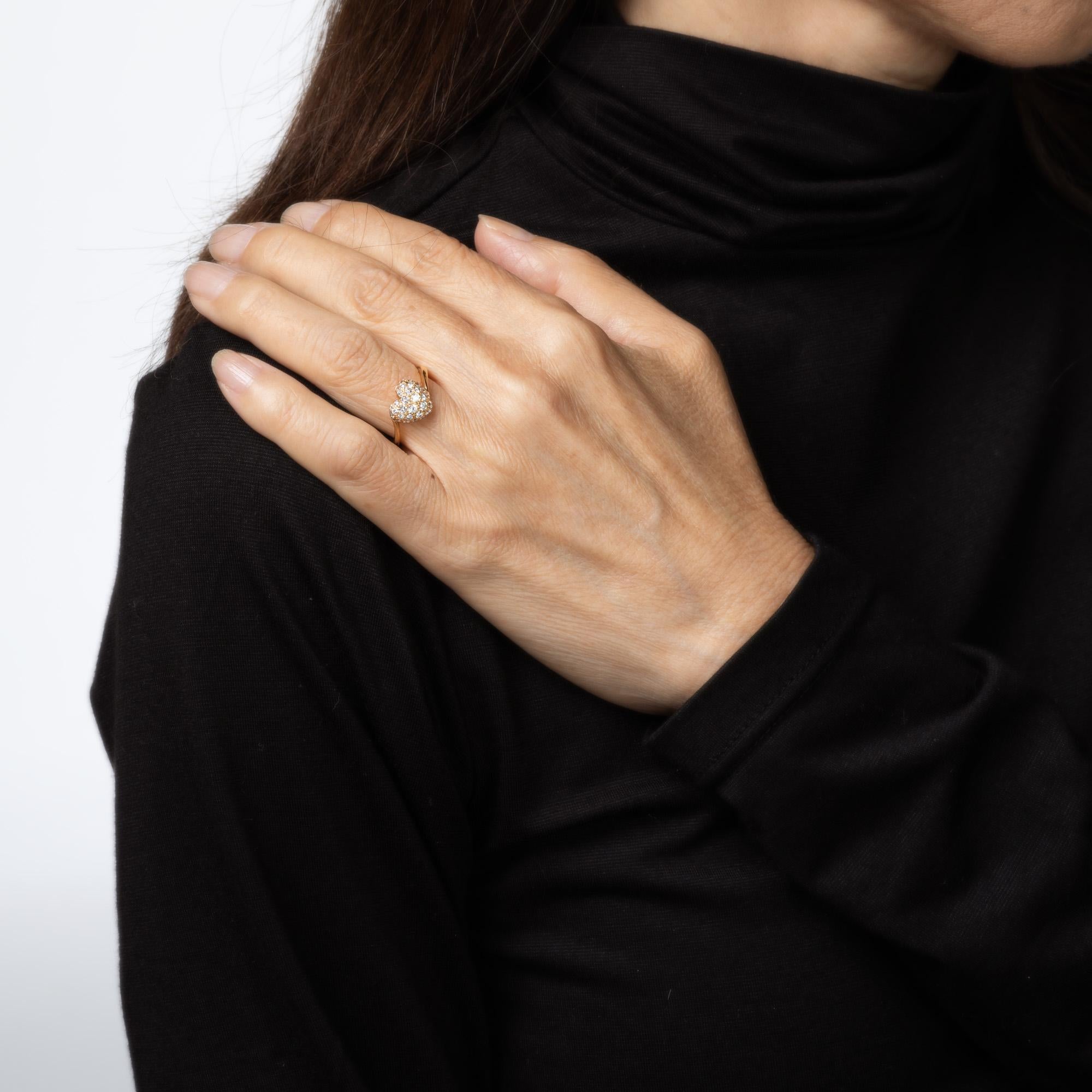 90er Cartier Pave Diamond Heart Ring Sz 5,25 18k Gelbgold signiert Schmuck Damen im Angebot