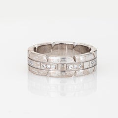 Bague Cartier Tank Française des années 90, taille UE 50 (5,25), anneau en or blanc 18 carats, bijou signé