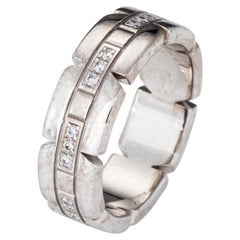 Bague Cartier Tank Française des années 90, taille UE 50 (5,25), anneau en or blanc 18 carats, bijou signé