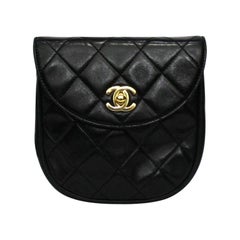 90s Chanel Black Leather Belt Bag