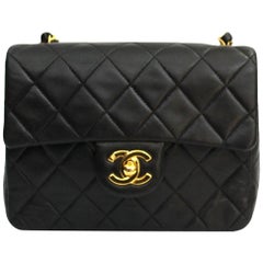 90s Chanel Black Leather Mini Flap Bag