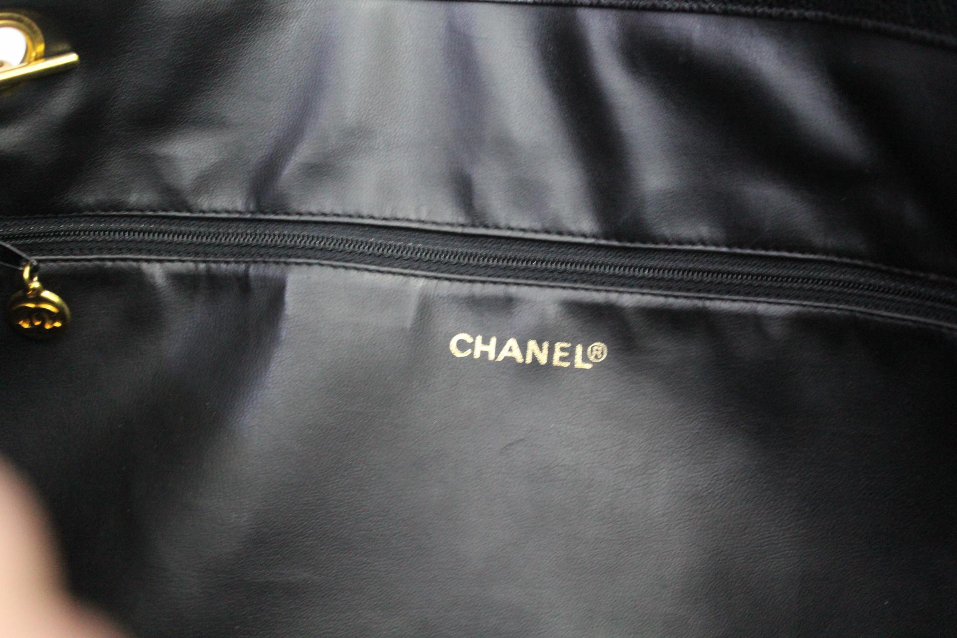 90s Chanel Black Leather Shoulder Bag 2