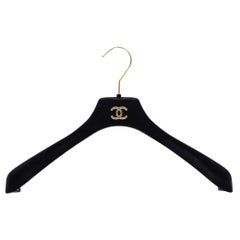 90s Chanel black velvet large clothes hanger